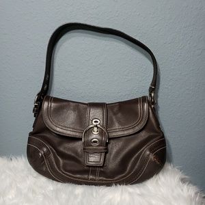 Coach Leather Soho Buckle Flap Hobo Handbag